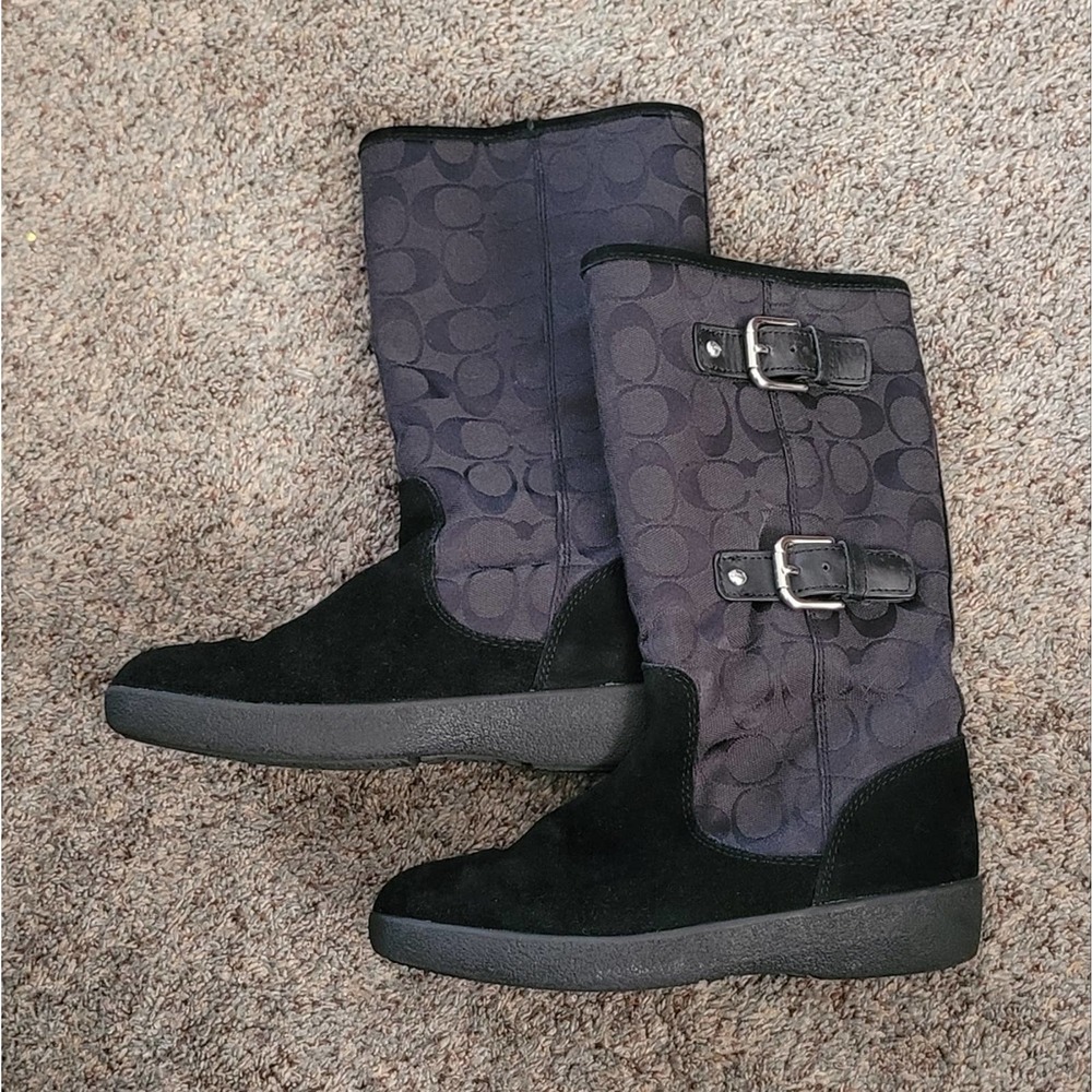 Coach Logo Tinah Boots in Black Q-1357 Women's Size 5.5 - Picture 2 of 4